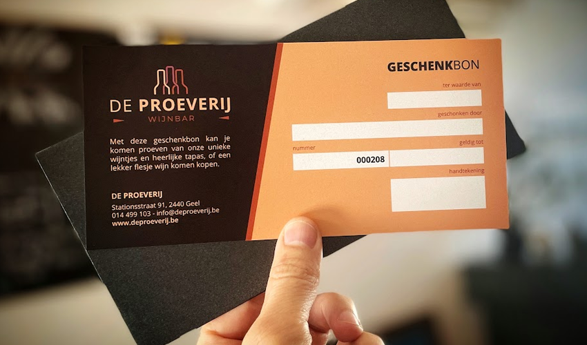 Cadeaubon Geschenkbon De Proeverij wijnwinkel