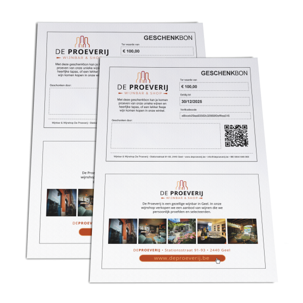 Digitale geschenkbon De Proeverij Geel